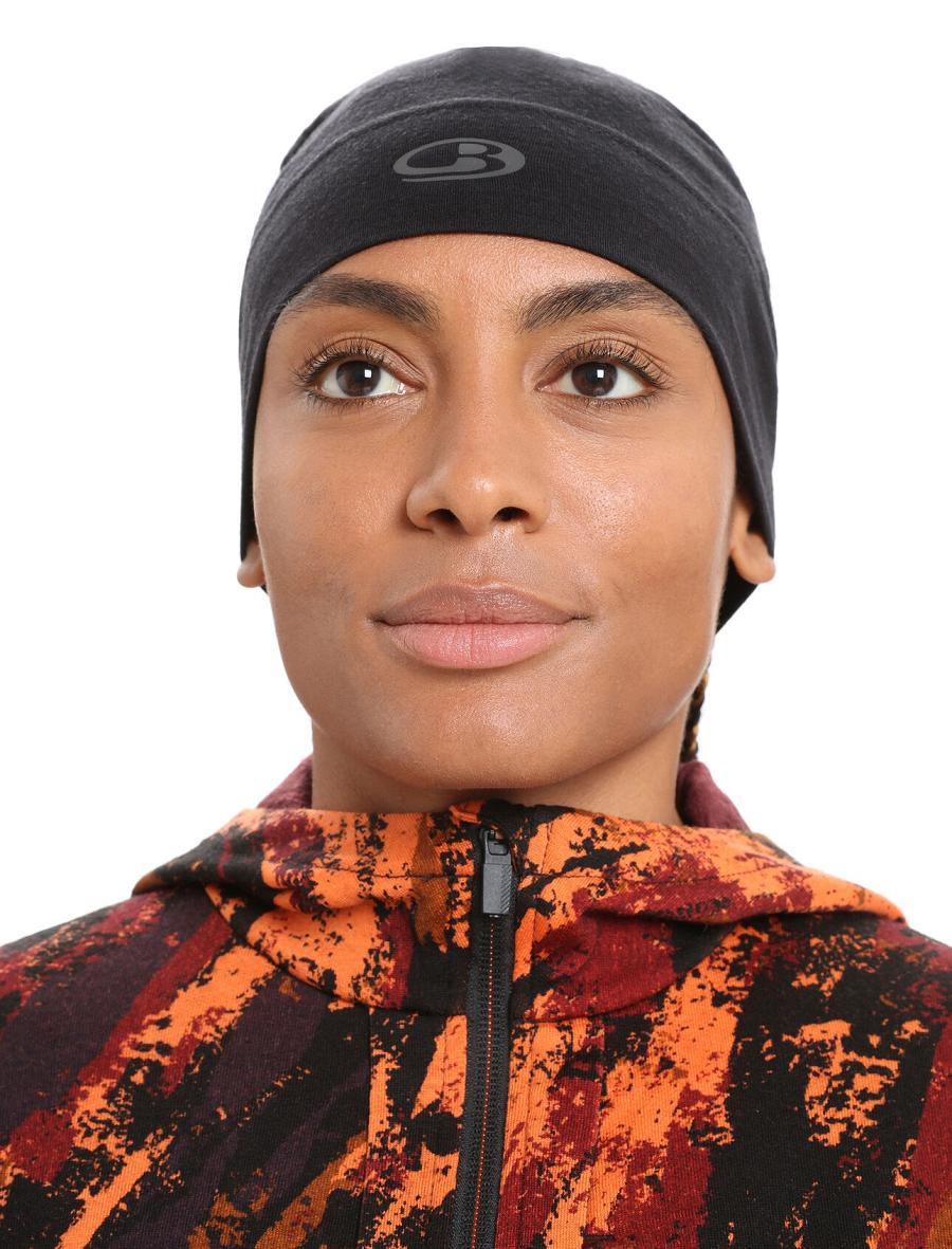 Black Men's Icebreaker Unisex Merino Chase Beanie Hats | USA 1099OKIR